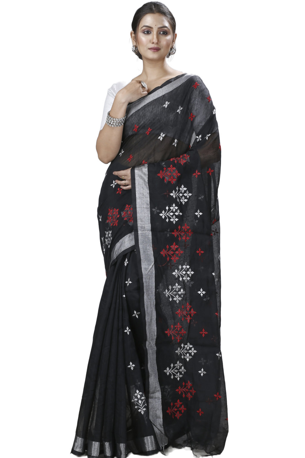 Black Blended Cotton Tamasi Hand Loom Saree (1209)